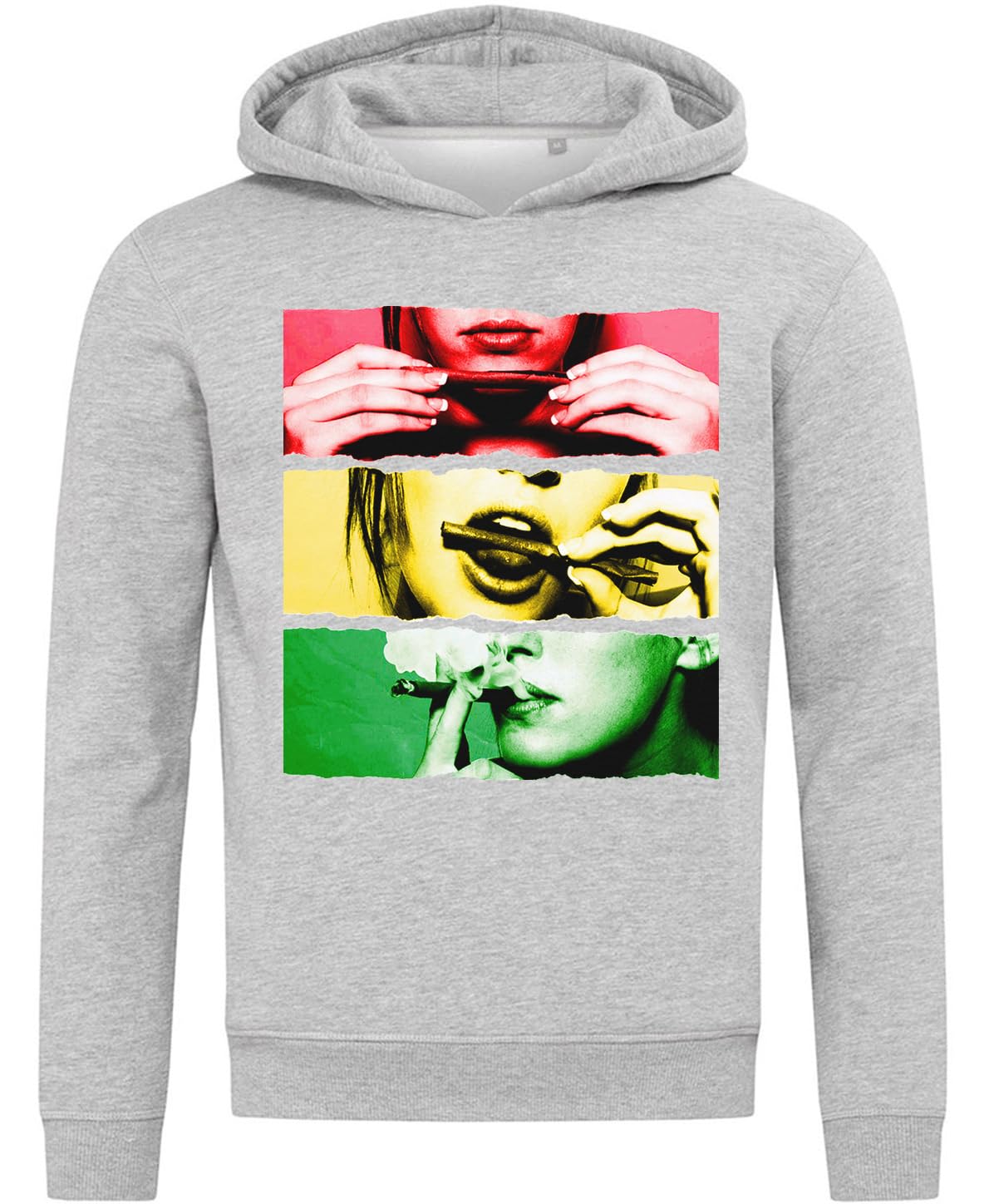 Girl Rolling A Blunt Art Reggae Felpa con cappuccio in misto cotone grigio