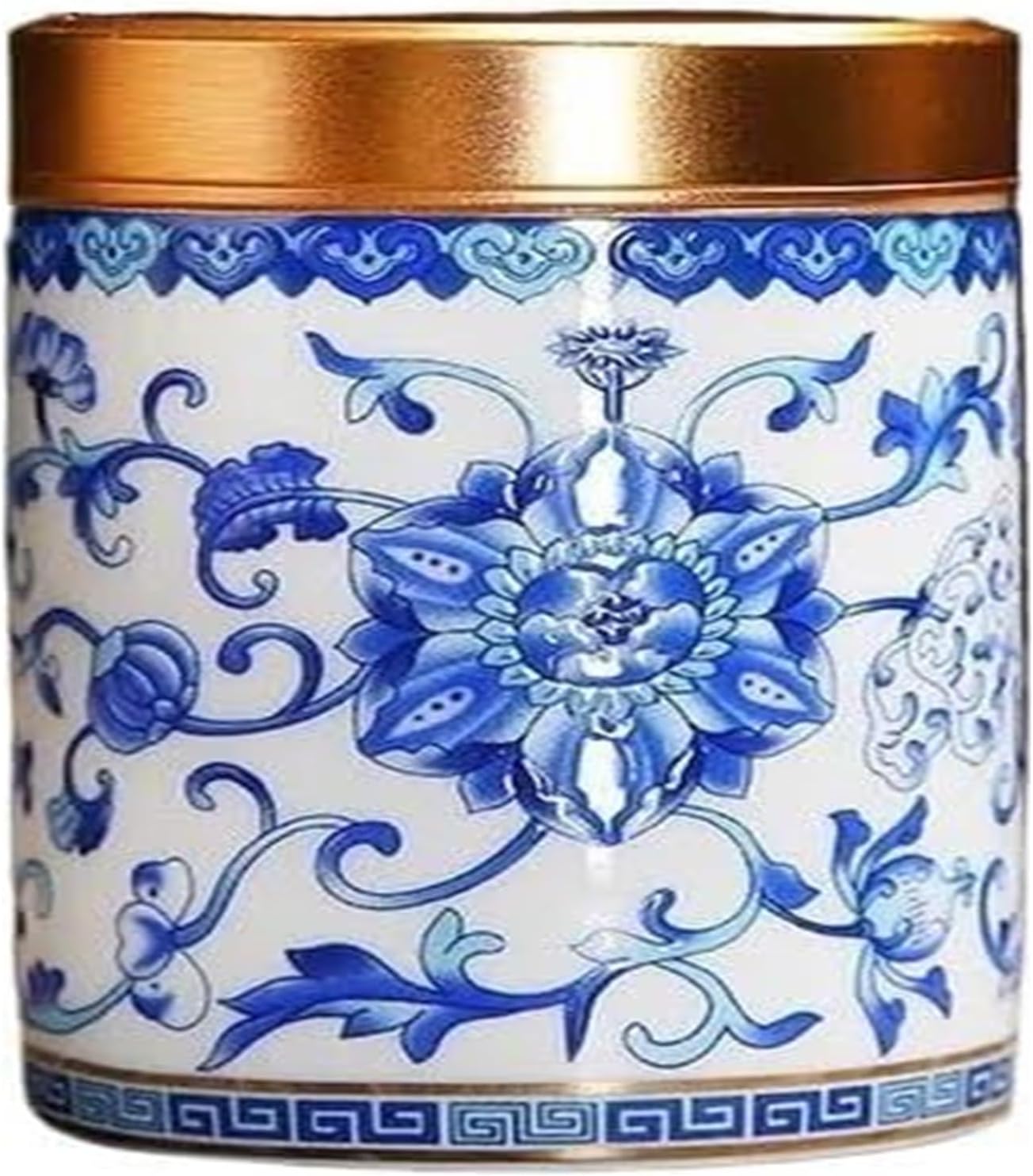 Tea Storage Box Tea Can, Tea Can Ceramic Jar with Metal Lid Tea Can Sealed Cans Small Storage Tank Portable Tea Caddy Tea Box Candy Jar Tea Organizer Storage Box Tea(Blu)