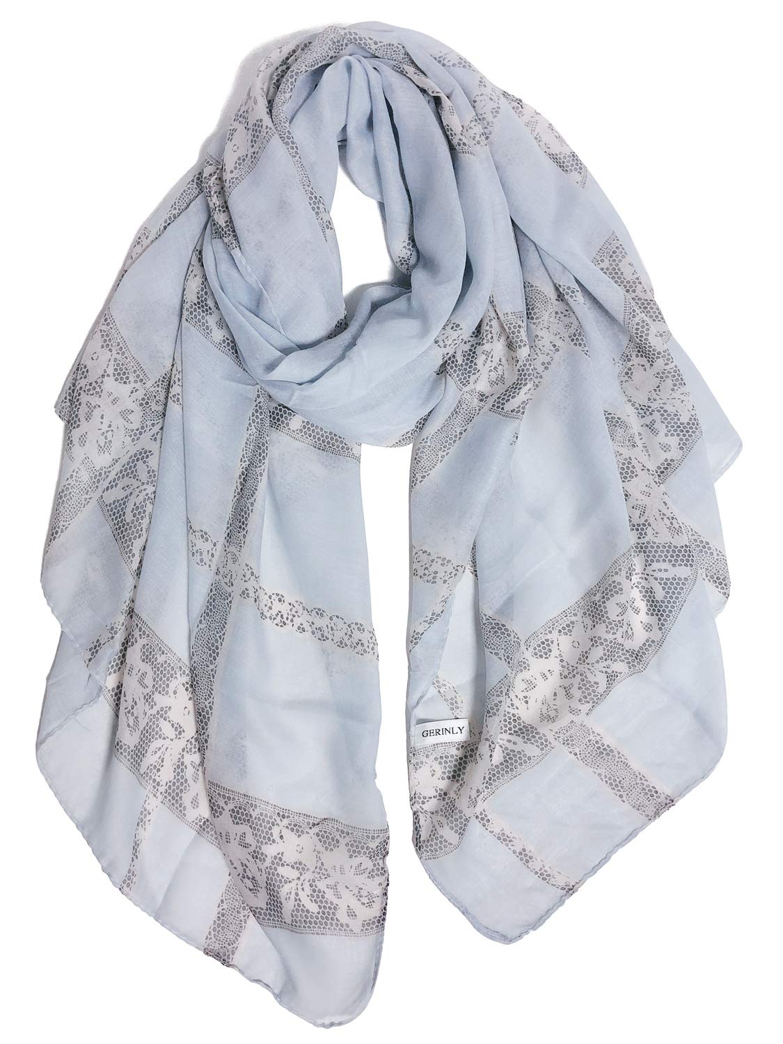 GERINLY Stylish Scarves for Women Lightweight Fashion Lace Printed Wrap Scarfs