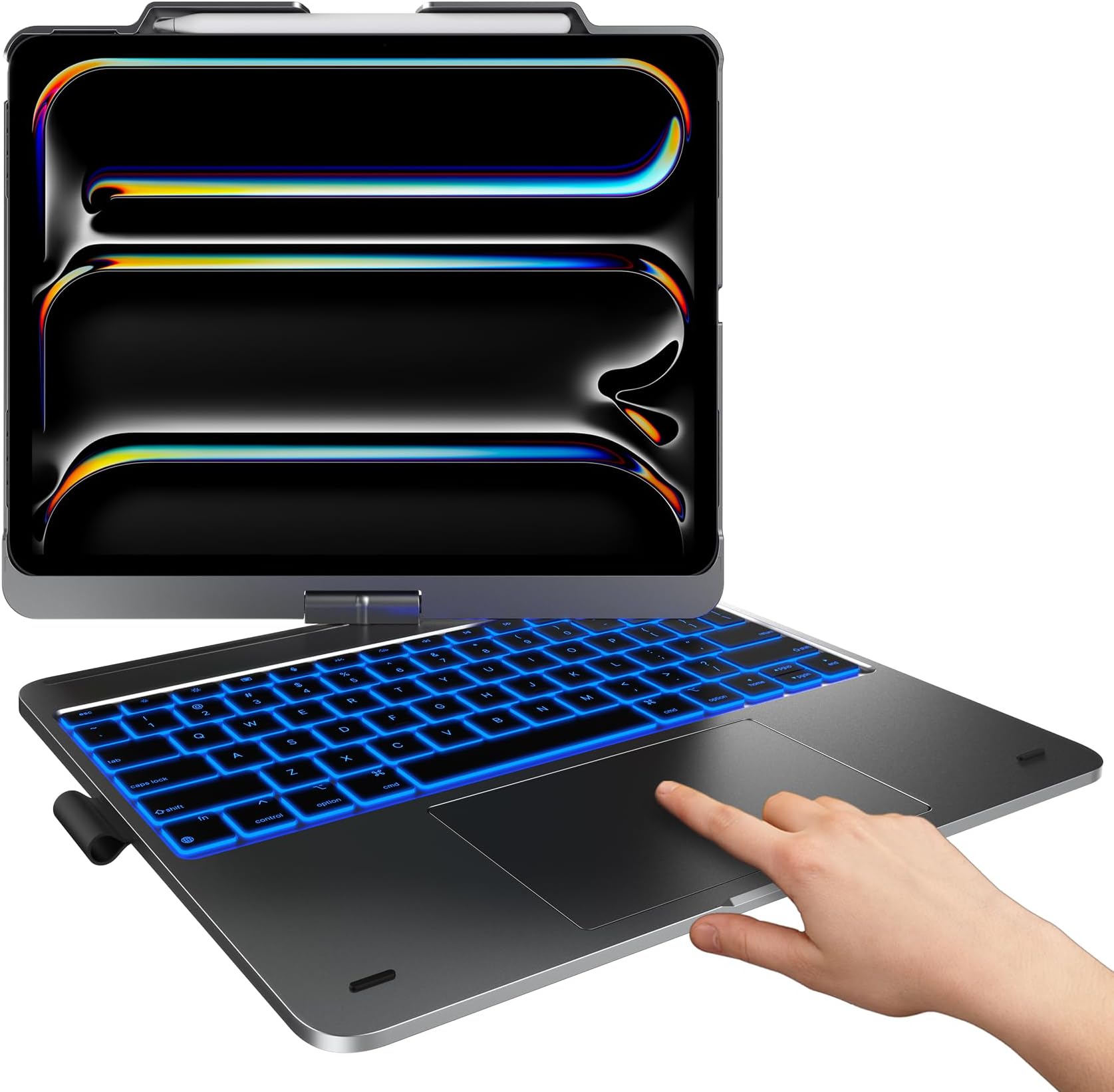 typecase Touch Case with Keyboard for iPad Pro 13"(M5/M4, 2025/2024), iPad Air 13"(M4/M3/M2, 2026/2025/2024) & iPad Pro 12.9", Trackpad, 360° Rotatable, 11-Colors Backlit, Midnight Gray