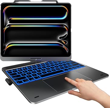 typecase Touch Case with Keyboard for iPad Pro 13"M5/M4, 2025/2024, iPad Air 13"M4/M3/M2, 2026/2025/2024 & iPad Pro 12.9", Trackpad, 360 Rotatable, 11-Colors Backlit, Midnight Gray