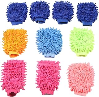 JUOPZKENN 10 PCS Luva de lavagem de carro dupla face Soft Luvas de limpeza de carro sem arranhões Luva de lavagem absorvente de microfibra sem arranhões para automóveis domésticos