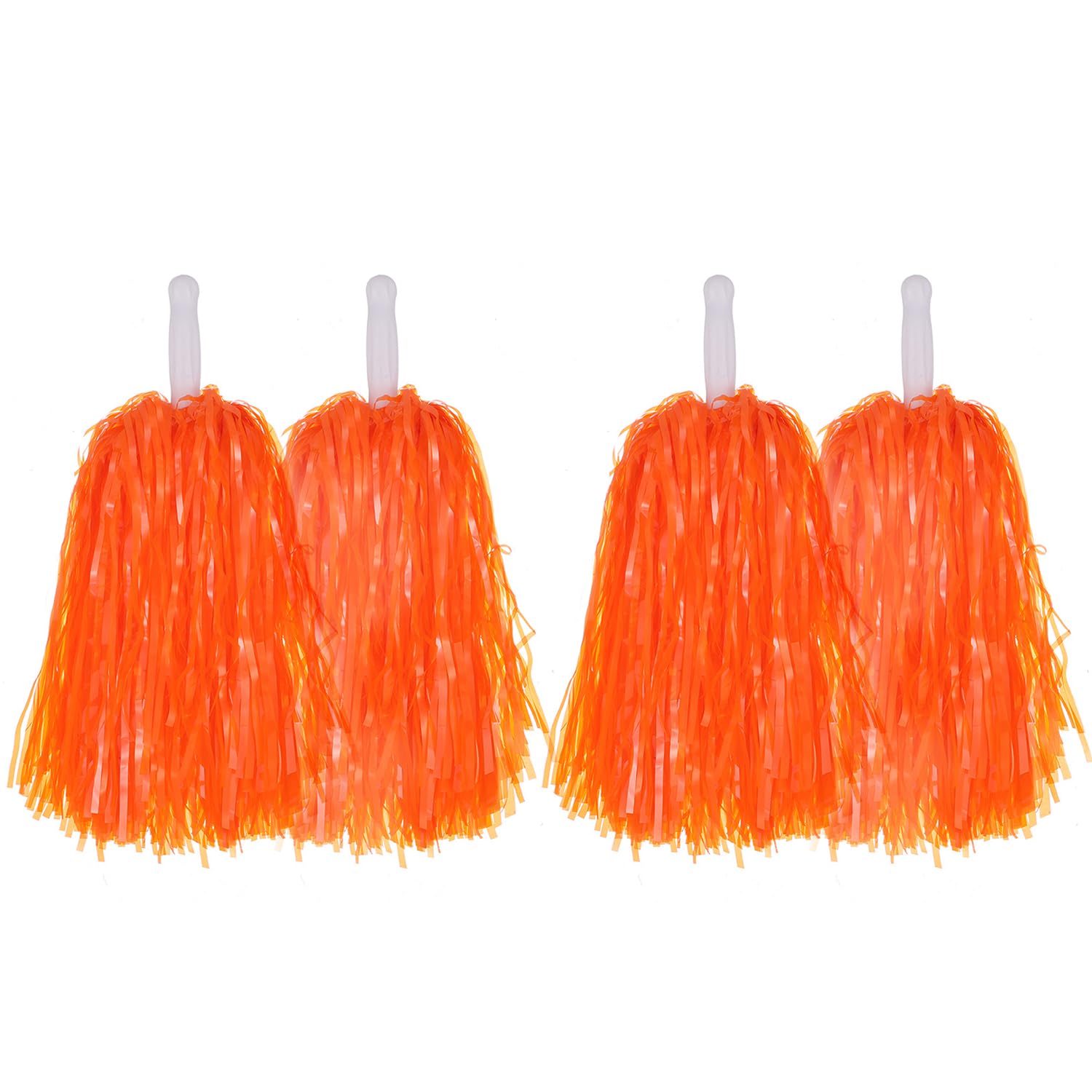Lot de 2 paires de pompons de pom-pom girl en plastique - Décoration pour compétition sportive, festival, bal masqué, fête (orange)