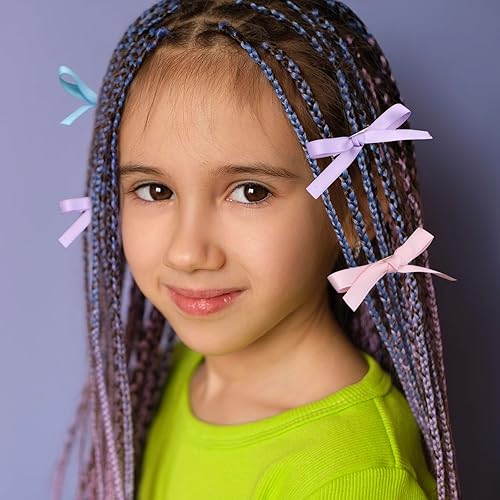 Miniatura 4 de 10 pinzas para el cabello con lazo dulce de 3.54 pulgadas, color rosa, morado, negro, blanco, azul, lazos para el cabello, kawaii, pasadores