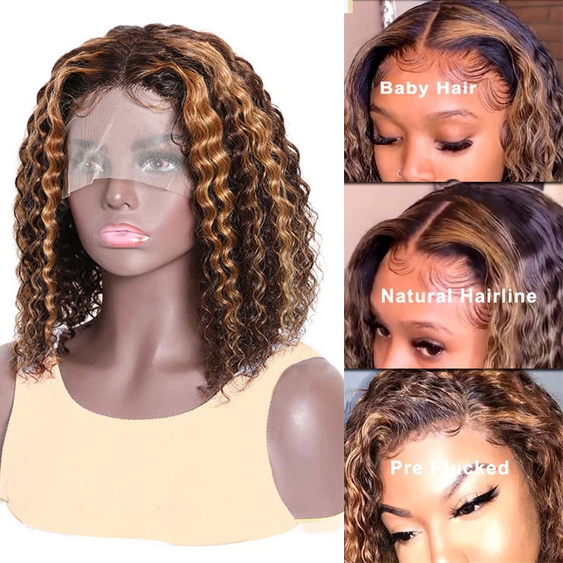 Amazon.com : 10inch Short Highlight Wet and Wavy Bob Wigs  display picture 1