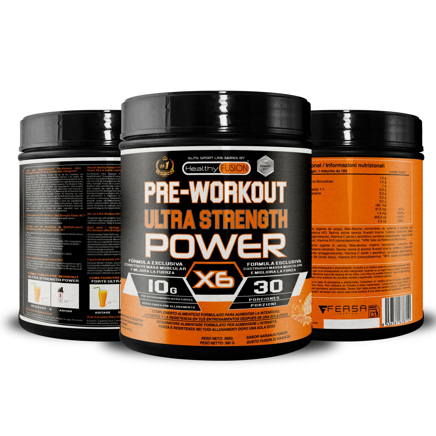 Pre-Workout bevanda energetica | con Creatina | Resistenza, energia e forza inarrestabile | Elimina la fatica e la stanchezza | Beta-Alanina, Taurina, Caffeina e Vitamine | 300g Arancia