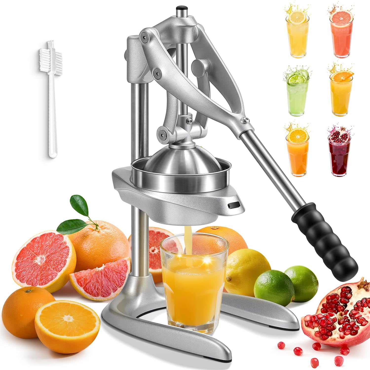 Manual Juicer, Sopito Effortless Orange Juicer Squeezer Professional Safety Stainless Steel Hand Press Juicer for Citrus Lemon Lime Grapefruit, Easy to Clean with Brusher Manual Juicer, Sopito Effortless Orange Juicer Squeezer Professional Safety Stainless Steel Hand Press Juicer for Citrus Lemon Lime Grapefruit, Easy to Clean with Brusher