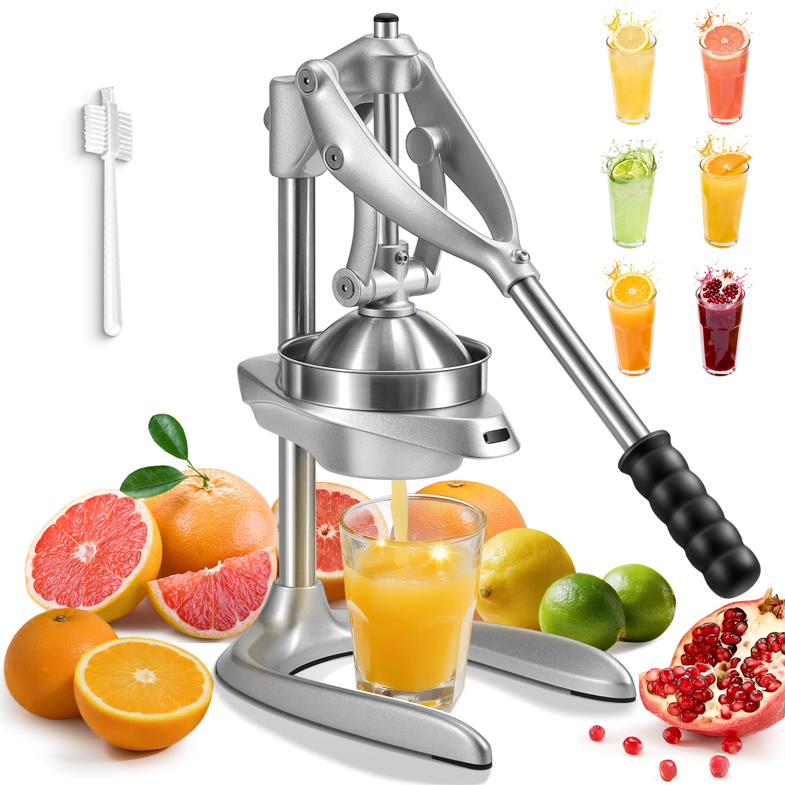 Manual Juicer Sopito Effortless Stainless Steel Juicer Press Heavy Duty Citrus Squeezer for Orange Lemon Grapefruit Pomegranate Easy