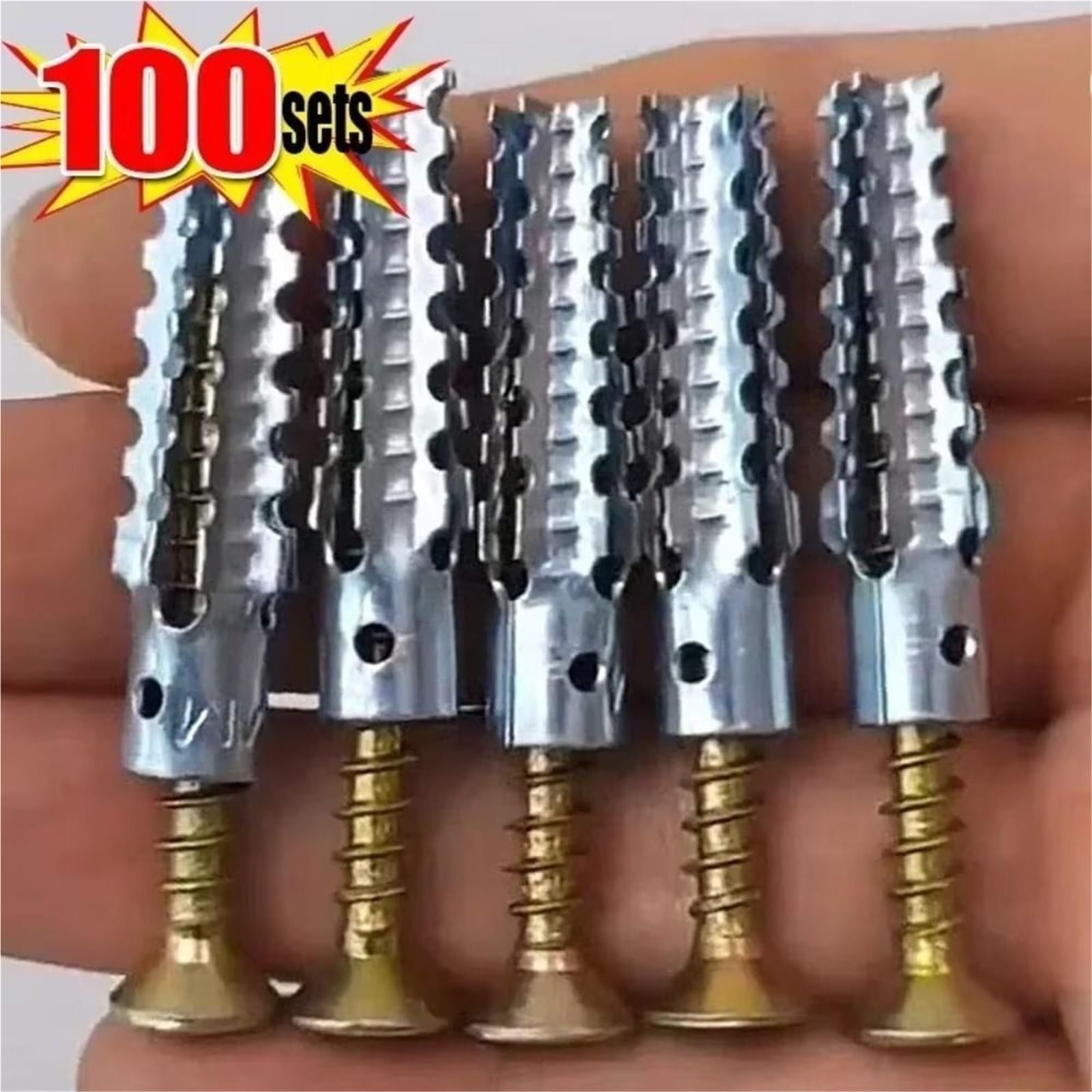 Dübel 10mm Selbstschneidende Metall-Expansionsrohrnägel, gezahnte Schraubbefestigungen, Bolzen for Betonwände(M8 100Sets)