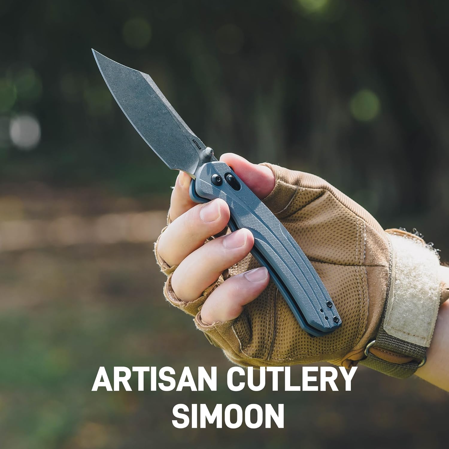 ARTISANCUTLERY Simoon Pocket Knife, 3.47" AR-RPM9 Steel Blade G10 Handle Folding Knife with Recoil Lock V2, EDC Knives for Camping Hiking Survival(ATZ-1882 Blue)