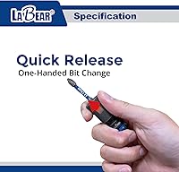 Vista 4 de LABEAR Portabrocas de Liberación Rápida Cuadrado de 3/8" a Adaptador de Impacto Hexagonal de 1/4", con Tornillo Ajustable Patentado, Acero Cr-Mo