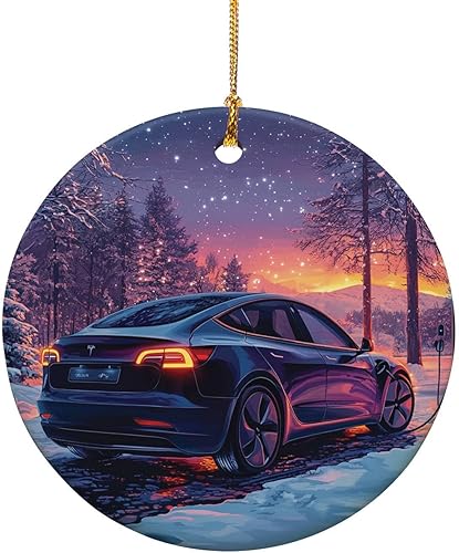 Carga de coche eléctrico estilo 1  adorno de cerámica vintage decoración rústica casa de campo Navidad retro colgante regalo