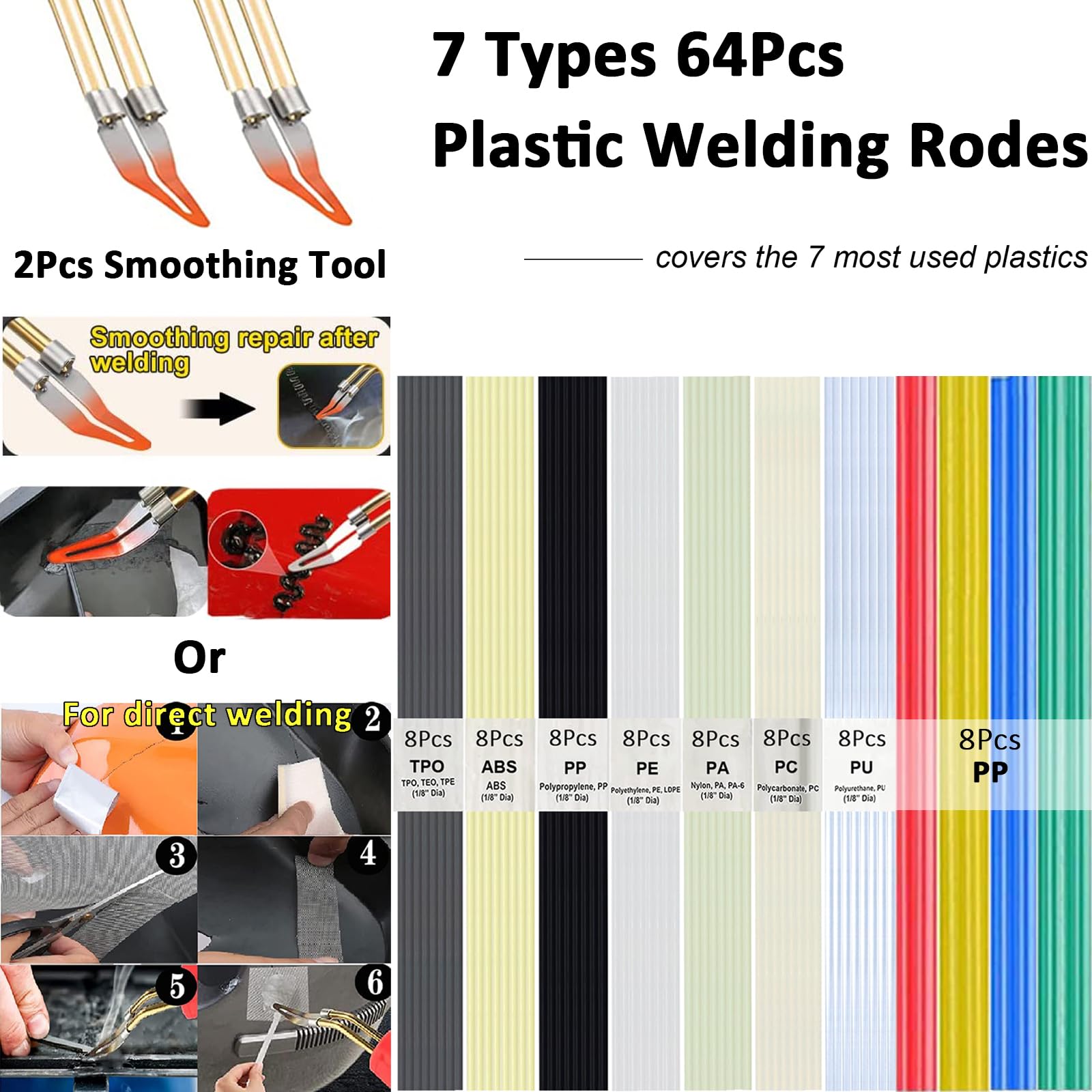 220W Saldatore per Plastica,2 in 1 Saldatrice Plastica con 2Pcs Strumento di Levigatura,800pcs 6 Tipo Graffette,64pcs 7 Tipo Bacchette,Pistola Saldatura Plastica per Riparare Auto Paraurti,Plastica