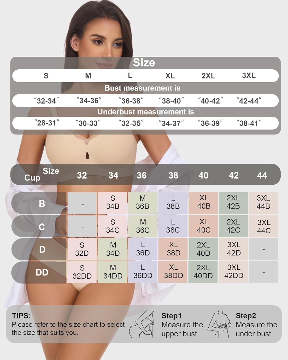 Vinfact Scalloped Womens Wireless No Underwire Bras Push Up Supportive Tshirt Seamless Comfortable Full Coverage Bralettes - Image 3