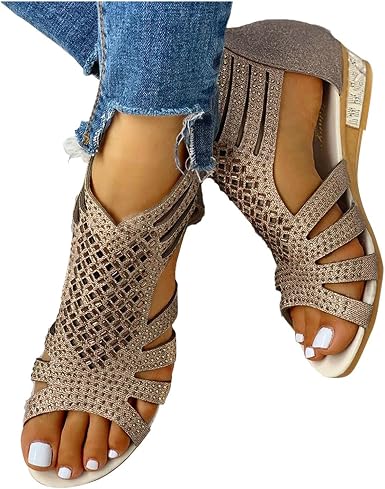 Amazon.com: Masbird Sandalias de verano para mujer, sandalias de playa de  verano, sandalias de tiras, Oro, 7 : Deportes y Actividades al Aire Libre