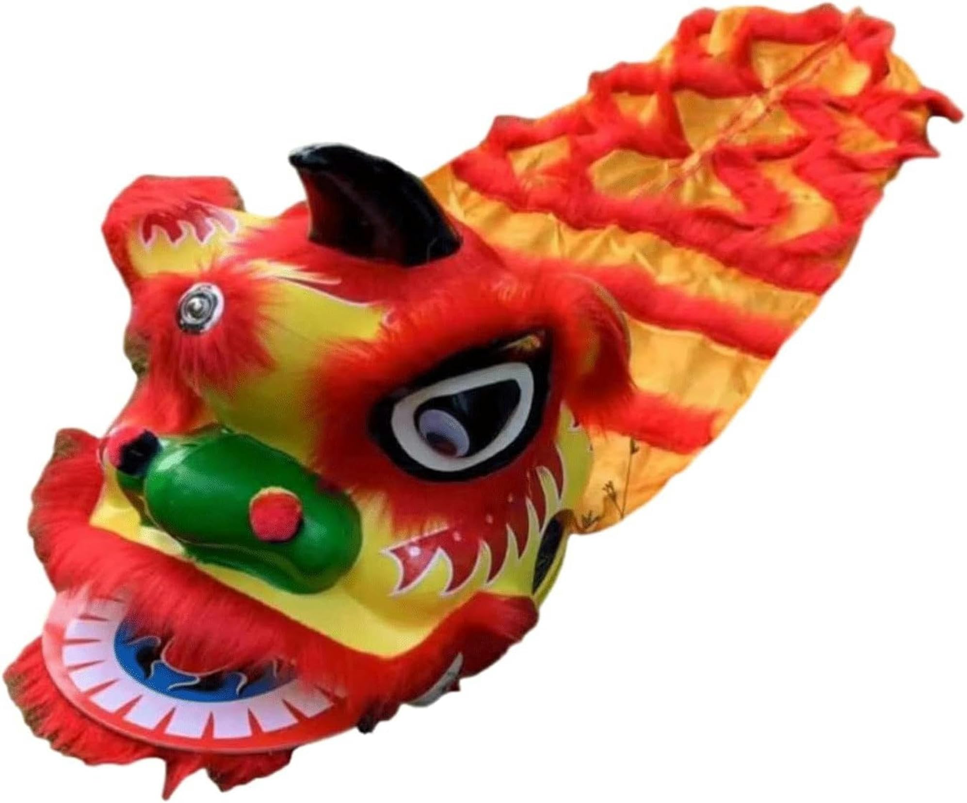 CHAOMIN Mascotte tradizionale della testa di danza del leone cinese for spettacolo personale, puntello di danza del leone in lana da 9 pollici