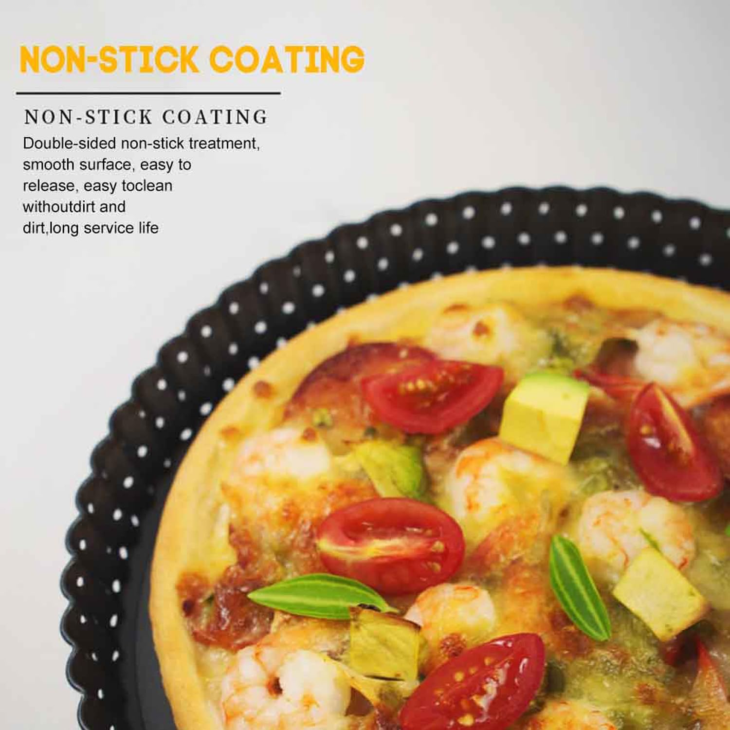 Ragyzity 8 inch Quiche Pan, Tart Pan, Thick Carbon Steel Round Fluted Tart Tin Flan Dish Removable Loose Bottom, Fruit Cake Mould Pie Tray Bakeware for Pizza, Pie, Flans