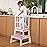 Kids Kitchen Step Stool, Ideal Toddler Learning Standing Tower, 2025 New Upgrade with an Anti-tip Structure and Anti-Drop Safety Bar, More Stable and Safer - White Pink