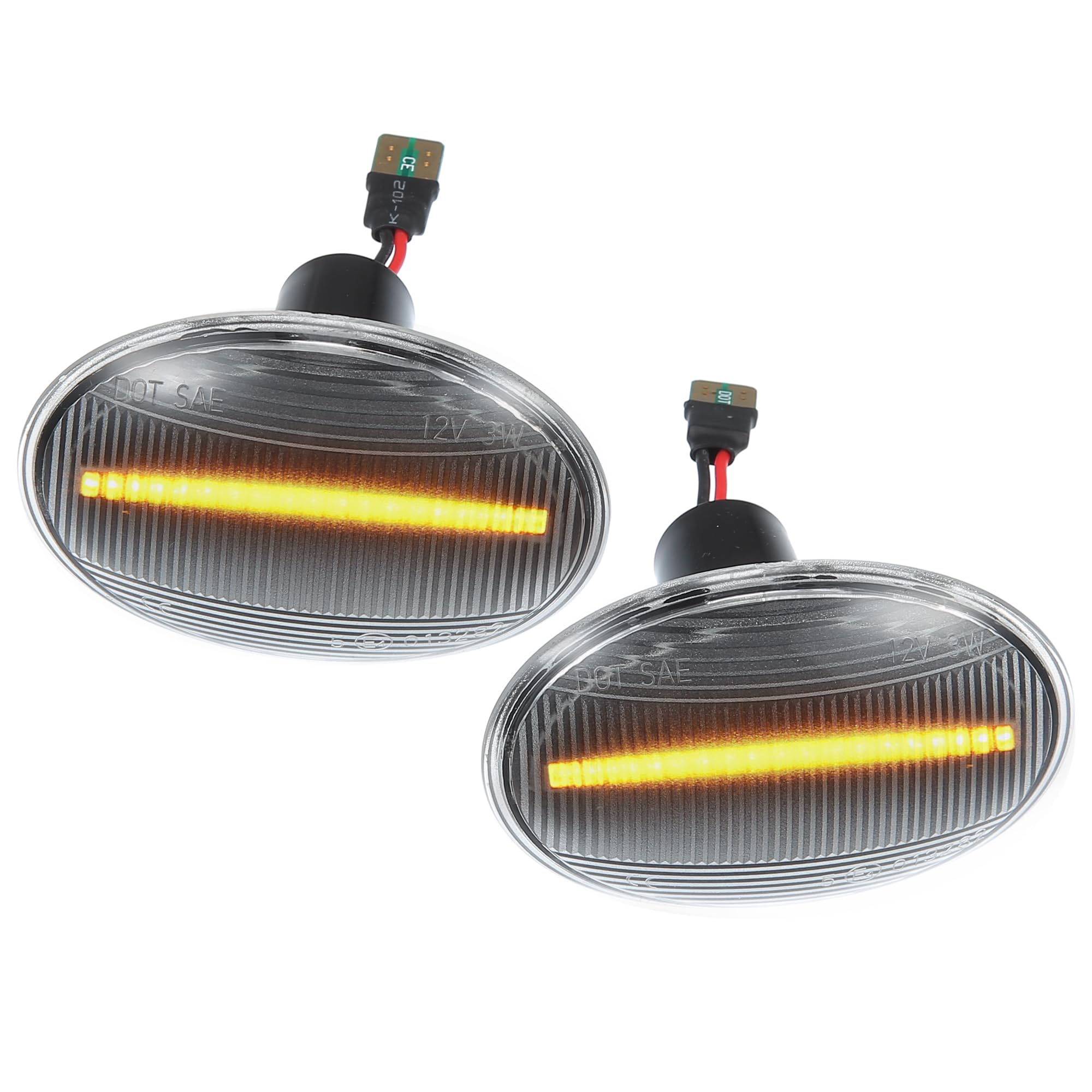 LED Side Marker Repeater Sequential Flowing Turn Signal Light 63132751503 for MINI Cooper Clubman R55 Plastic Clear Lens Amber Light (Set of 2)