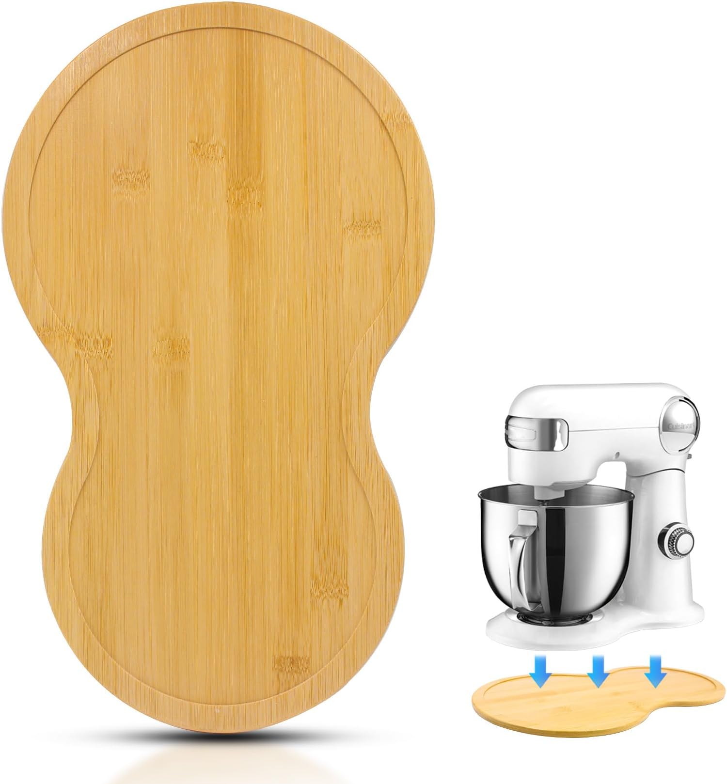 Bamboo Mixer Slider for Cuisinart Stand Mixer 5.5 Quart Mixing Bowl, mixer attachments sliding board for Cuisinart SM-50BC, Kitchen Countertop Storage mixer accessories Appliance Moving Tray Mat