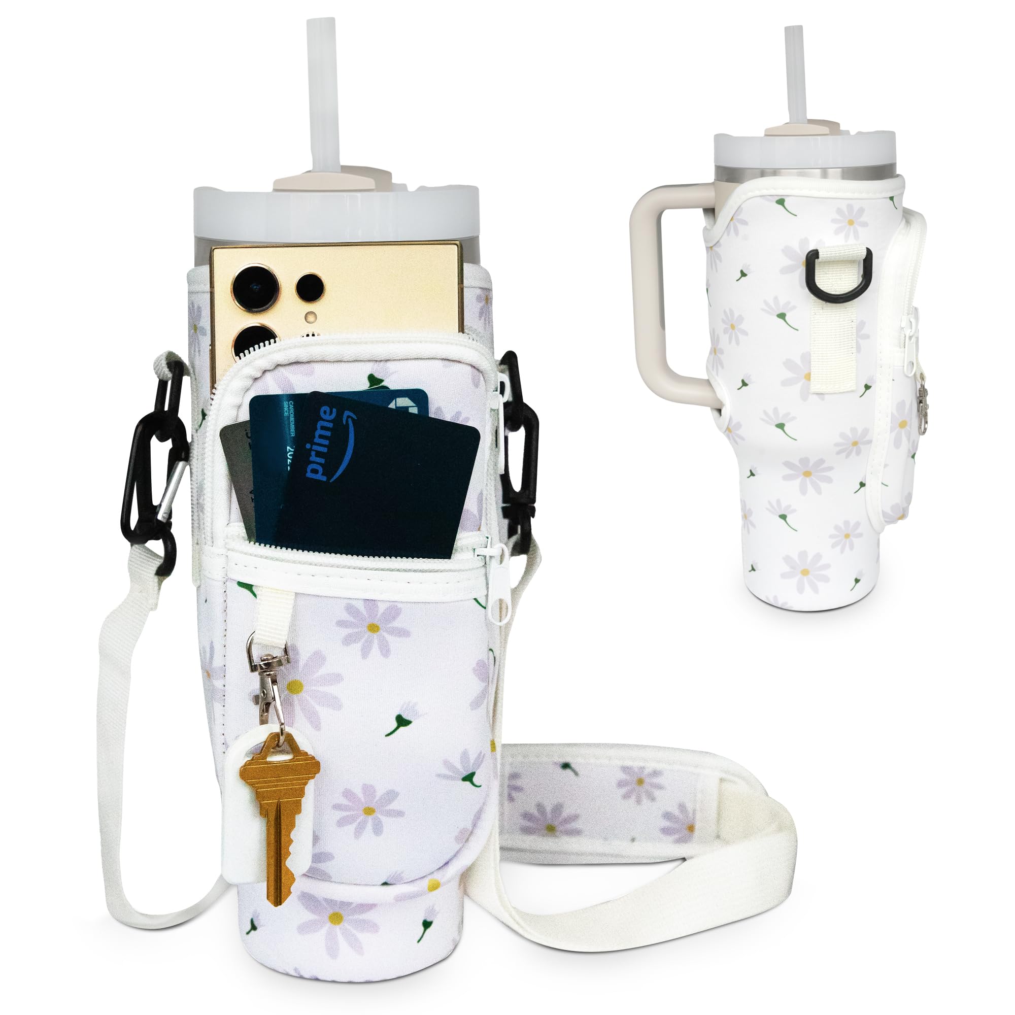 Uniquely Zia Stanley Cup 40oz Tumbler Crossbody Bag with Adjustable Strap, Zipper Pocket and Key Holder