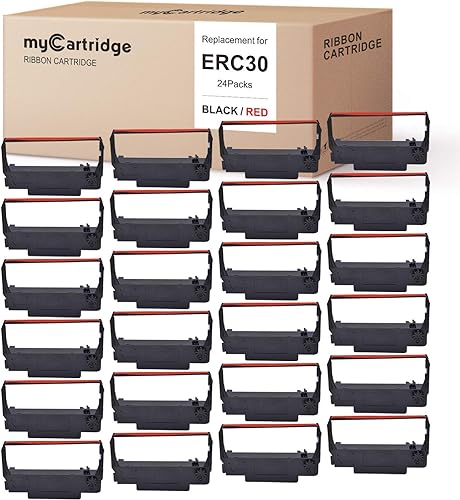 myCartridge 24 Pack ERC30 ERC-30 ERC 30 34 38 B/R Compatible with Ribbon Cartridge Used with Epson ERC30/ERC34/ERC38,TM-U220,Bixolon GRC-220BR,M188B,BTP-M300 Printer (Black and Red)