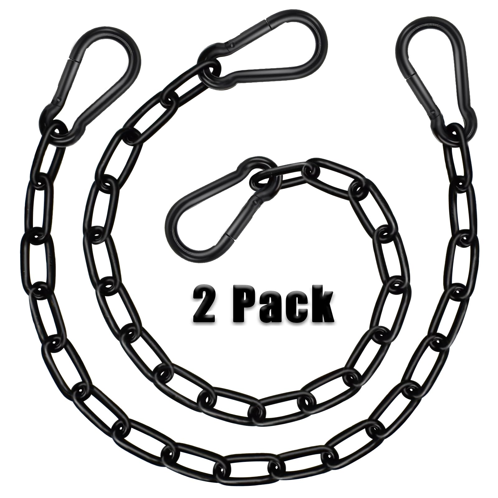 Gelury Heavy Duty Chain 21In, Black Swing Chain 660LB Capacity, Hanging Chain Extender, Porch Swing Chain Kit with Carabiners for Punching Bags,
