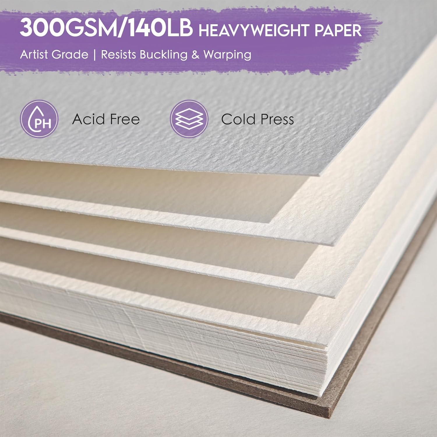 KOVIEDE 100% Cotton Watercolor Paper Pad 9"x12" (3 Pack, 30 Sheets Each) - Cold Press 140lb/300gsm Spiral Bound Watercolor Sketchbook, Artist Quality Art Journal Supplies