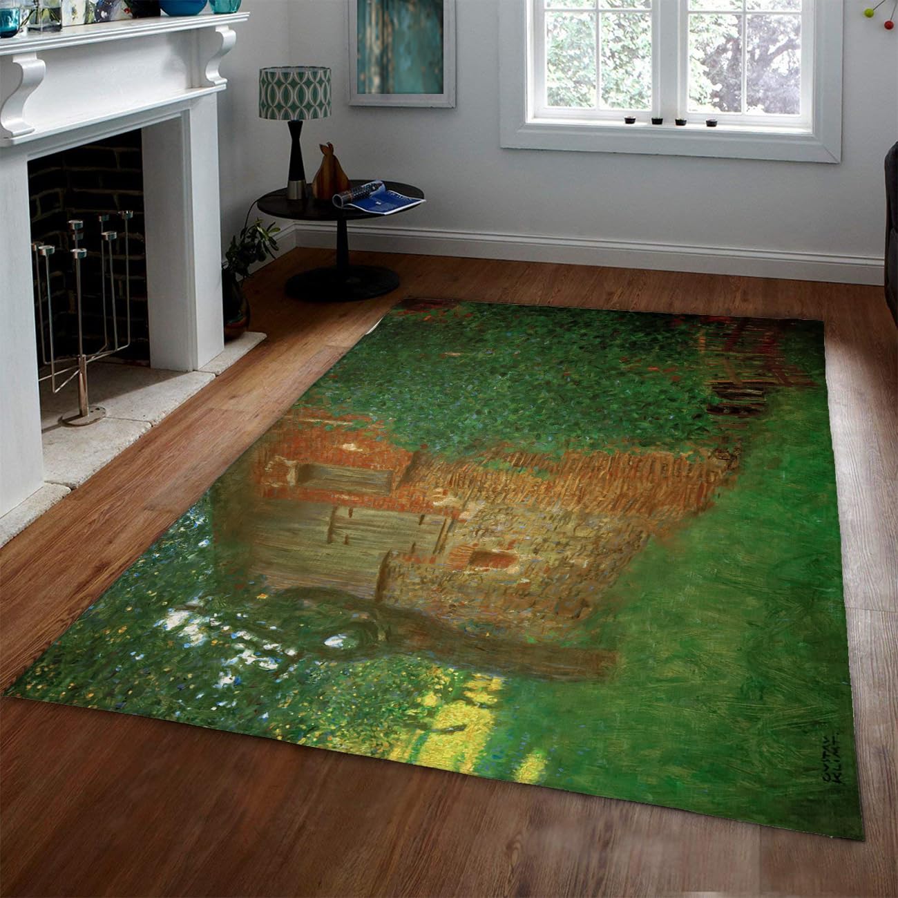 Tapis lavable Gustav Klimt 90x150cm antidérapant et pliable pour le salon