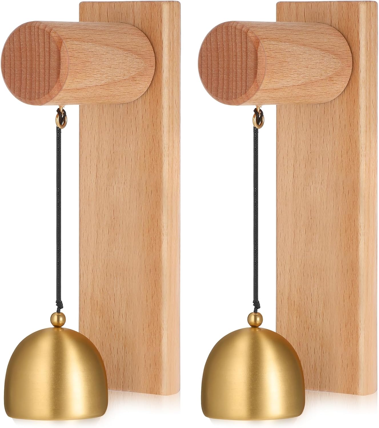 Shopkeepers Bell for Door Opening, Vintage Wooden Wind Chime Doorbell with Brass Bell, Unique Ornaments as Hanging Decoration for Business When Entering, Dog Door Bell, Self-Adhesive, 2Pack