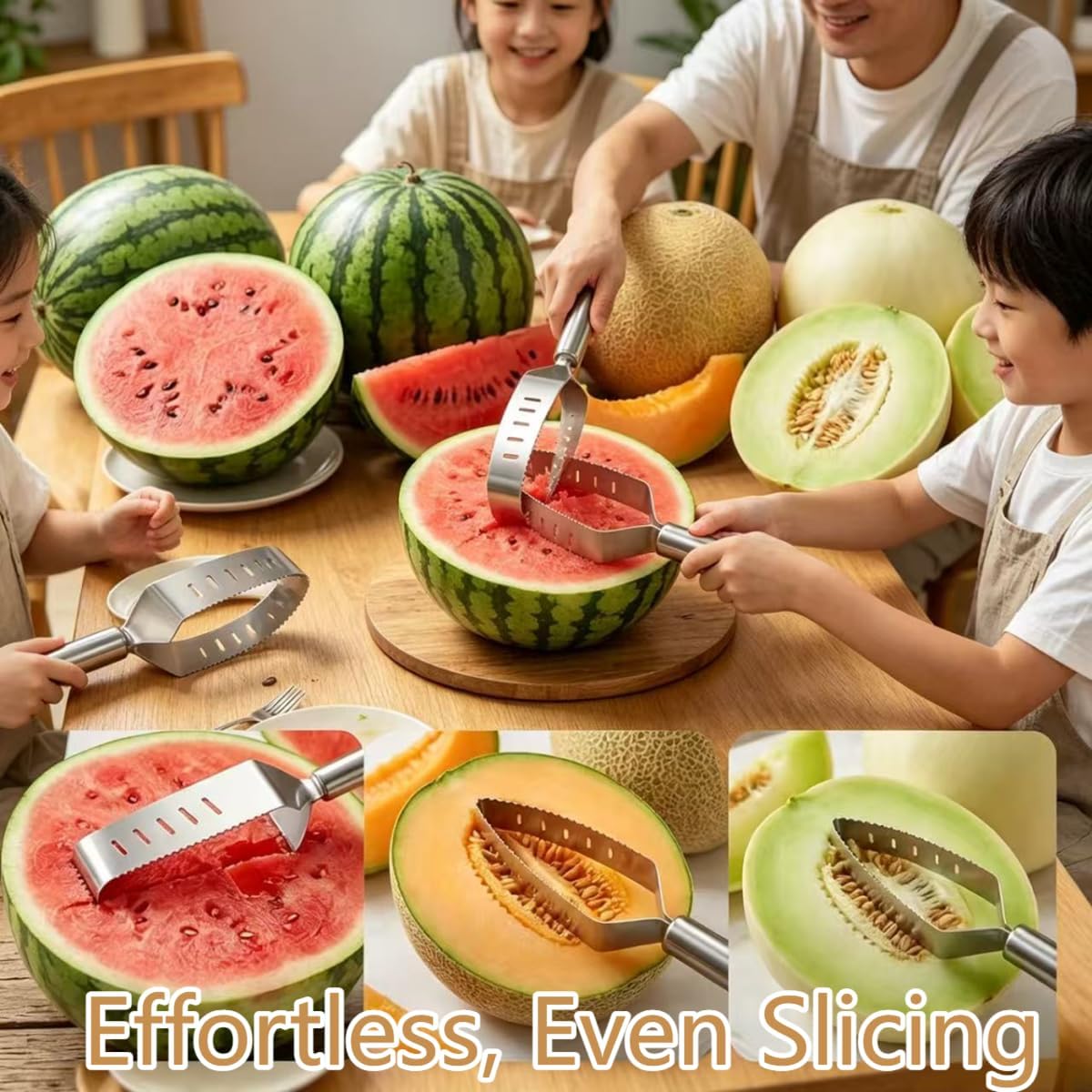 2026 Upgrade Triangle Watermelon Cutter – 2 Pack Stainless Steel Watermelon Slicer with Non-slip Handle, New Triangle Fruit Divider Tool for Watermelon, Melon & Apple