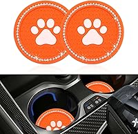 Vista 1 de Kewucn Bling Paw Car Cup Holder Coaster, 2 PCS Non-Slip Auto Cup Coasters, Shiny Crystal Rhinestone Insert Decorative Cup Mat, Universal Vehicle