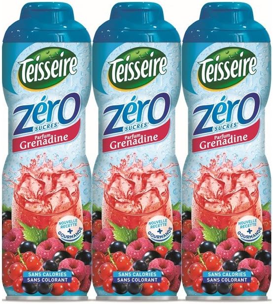 Pack of 3 sirops Teisseire 0% sugar grenadine - 3 x 600ml