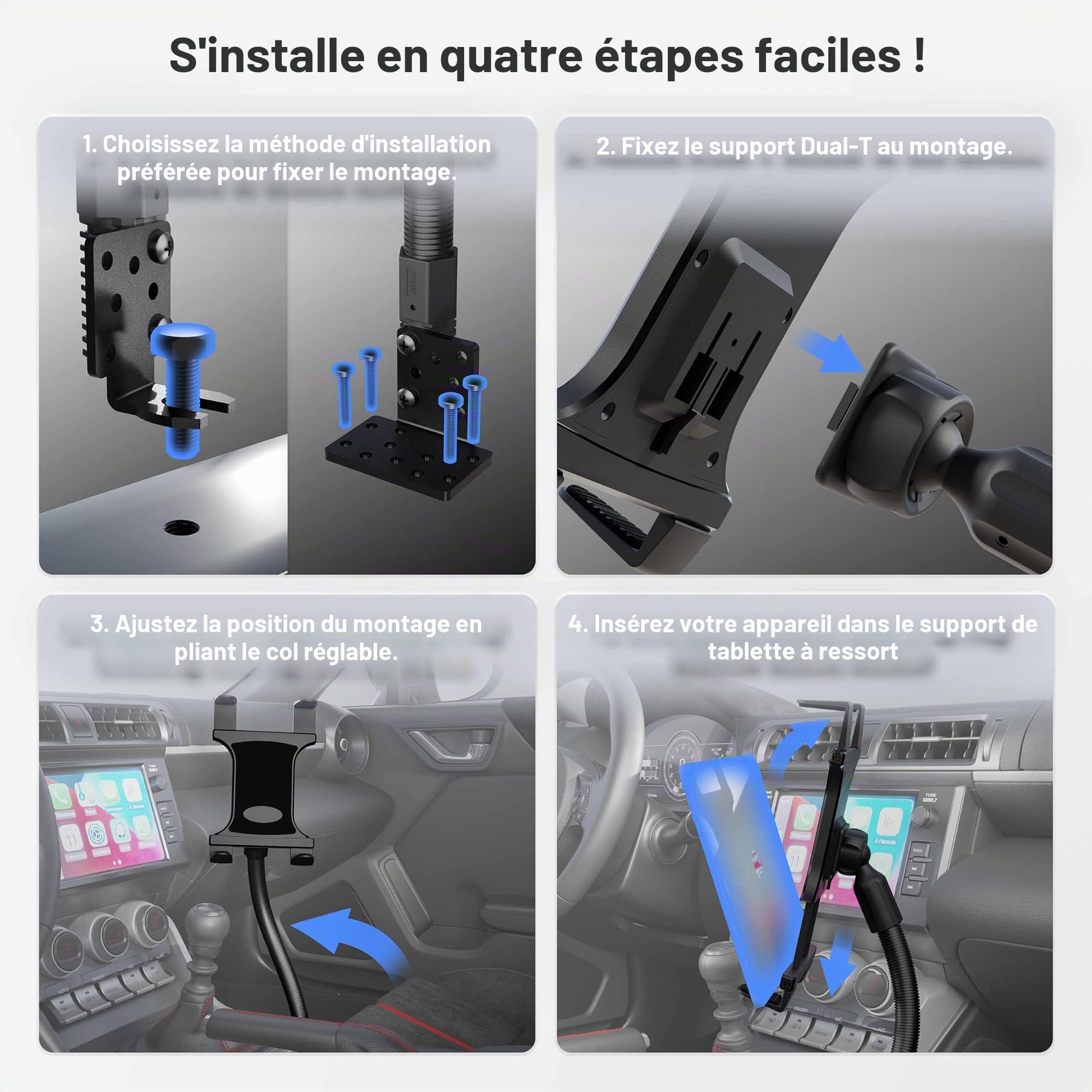 ARKON TAB188L22 Support pour Tablette avec Bras de 55,9 cm pour iPad Pro, iPad Air 2 et iPad Noir