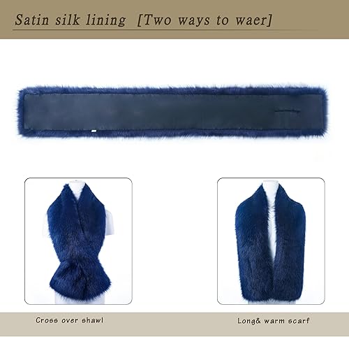 Miniatura 14 de Dikoaina Bufanda de piel sintética de invierno para mujer Blanco