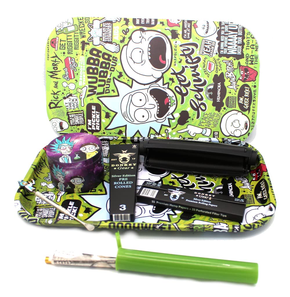 Cigarette Rolling Tray & Machine Bundles Kit Gift Set (11.5x7, Bright Green)…