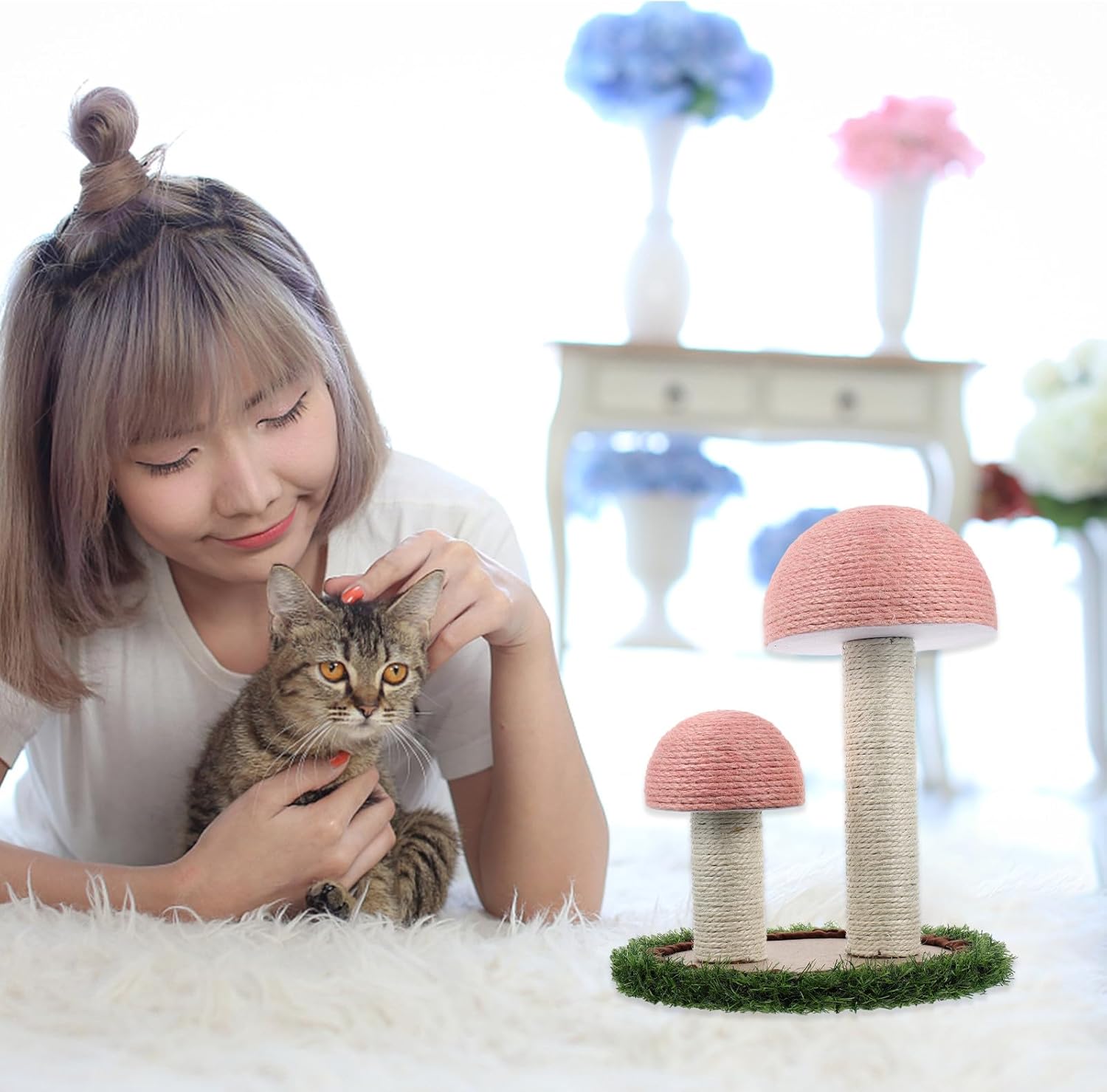 Natural Linen Cat Climbing Rack and Durable Cat Scratching Post for Kittens