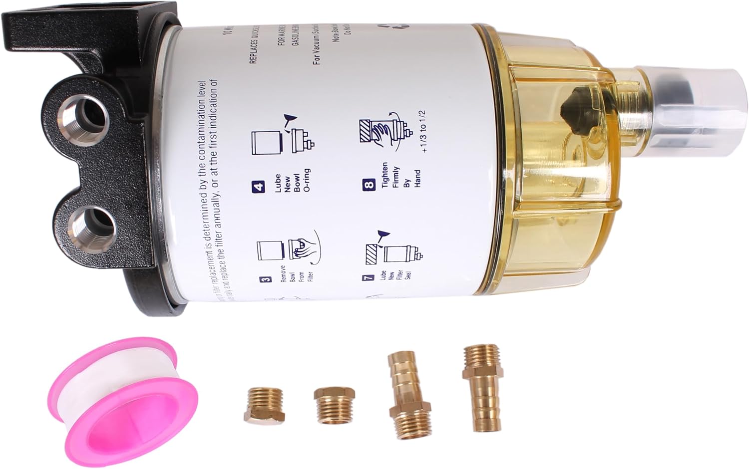 Boat Engine S3213 B32013 Fuel Filter Water Separator Assembly 35-809097 35-809101 8M0146203 35-60494-1 for Mercury 35HP-150HP MAR-24563-00 for Yamaha 60 GPH, Fit Sierra 18-7919 18-7932-1 18-17928