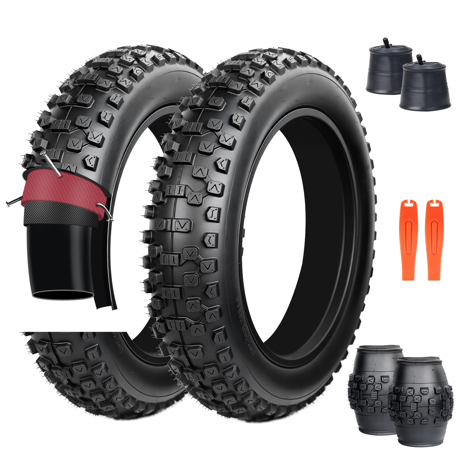 ZUKKA 2-Pack 20x4.0 Foldable Fat Tire-Puncture Resistant E-Bike Tires 20x4 Cover 102-406 Heavy Duty for E-Bike/Mountain Snow Bike, Black