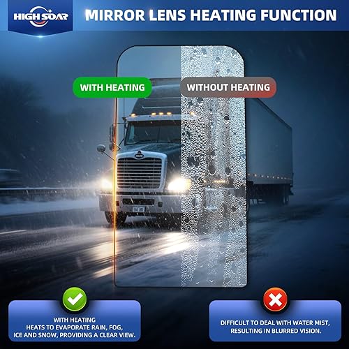 Vista 13 de High Soar Espejo inferior calefactado para Kenworth T600 T660 T800, repuesto de cristal de espejo pequeño con función de descongelación para Espejo