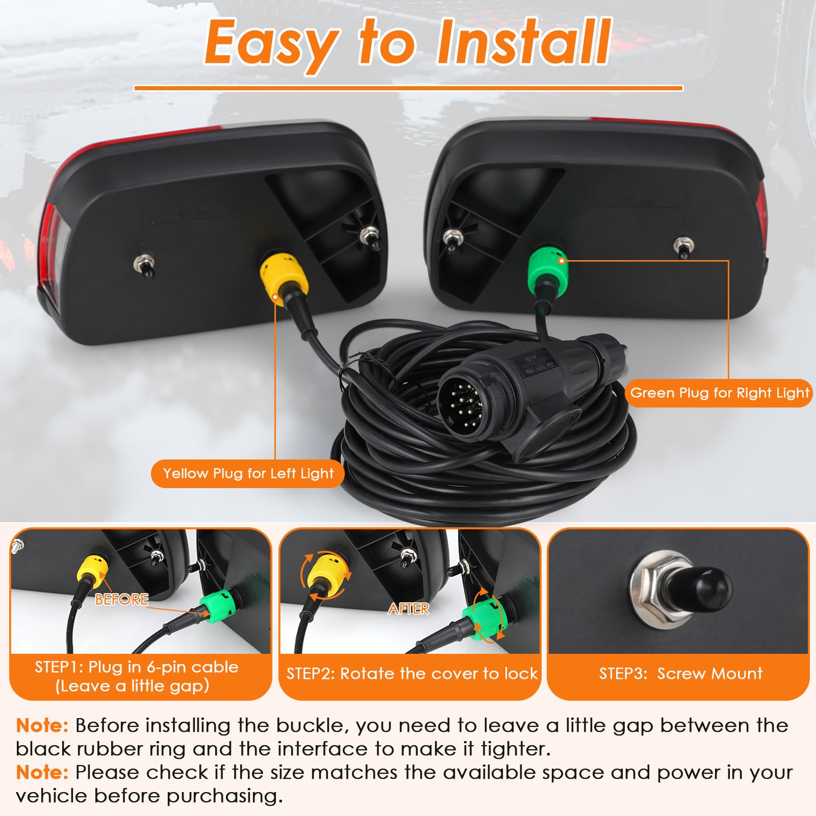 TLGREEN Juego de luces traseras para remolque iluminación de 13 pines 12V | luces traseras 7 funciones juego de 2 cables de 5,5 m, homologación E para coches camiones barcos caravanas y furgonetas