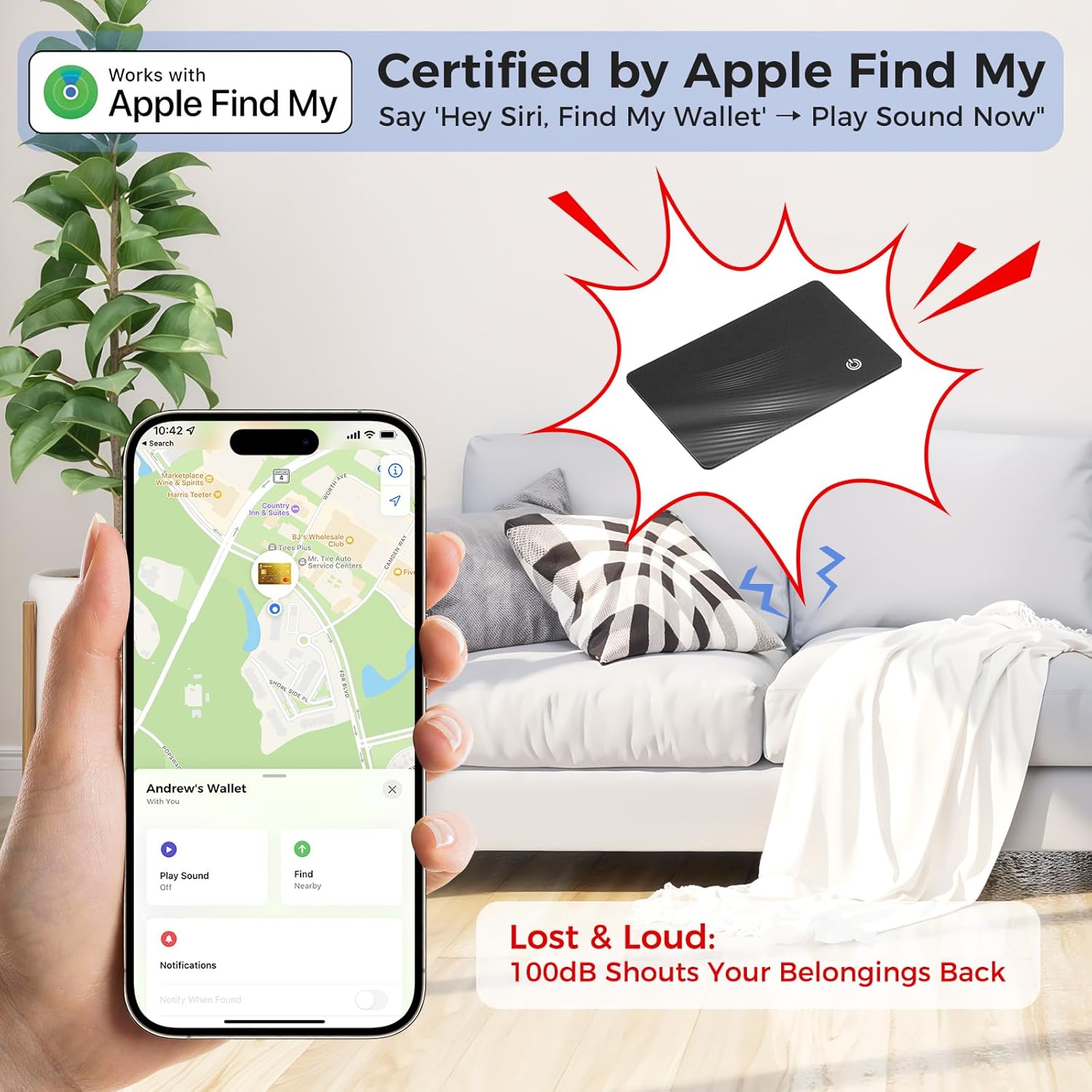 AirTag Card Wallet Tracker Set of 4 - Apple Find My (iOS Only) - 2025 Ultra-Slim 1.8mm Smart Finder, IP67 Locator for Men's Wallets & Luggage Black