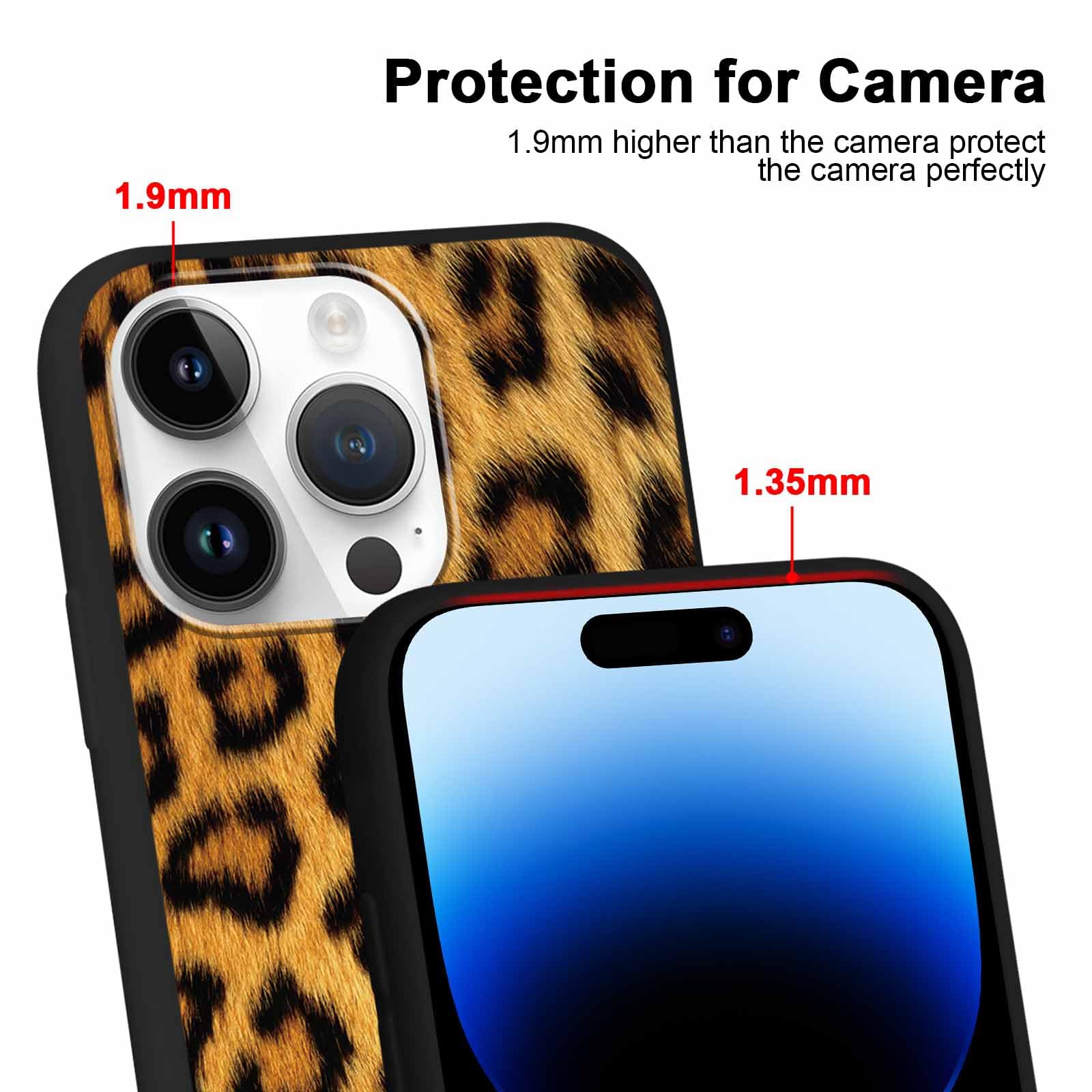 Yoedge 2 × Cover per iPhone 14 Pro 6,1" - Custodia Leopardato Marrone per Telefono Aesthetic Disegni, Rosa Leopardo Custodie Protettiva per Cellulare TPU Silicone Antiurto per iPhone 14 Pro case - Vista 4