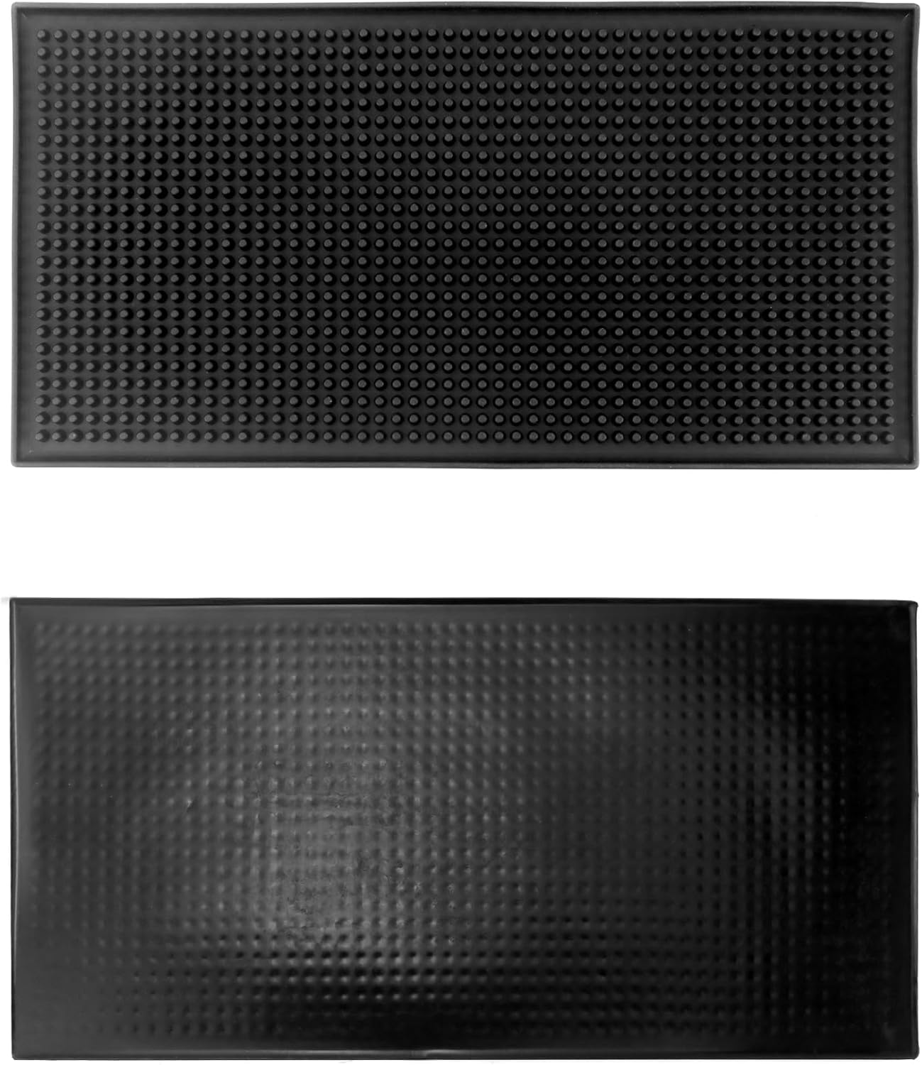 QWORK 12"x6" Black Rubber Bar Mat – 6 Pack Non-Slip Drainage Pad for Coffee Stations, Home Bars & Kitchens