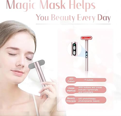 Miniatura 10 de Varita de terapia de luz, terapia de luz roja para cara y cuello, varita facial 7 en 1, varita de belleza LED roja y azul, rejuvenecimiento facial y