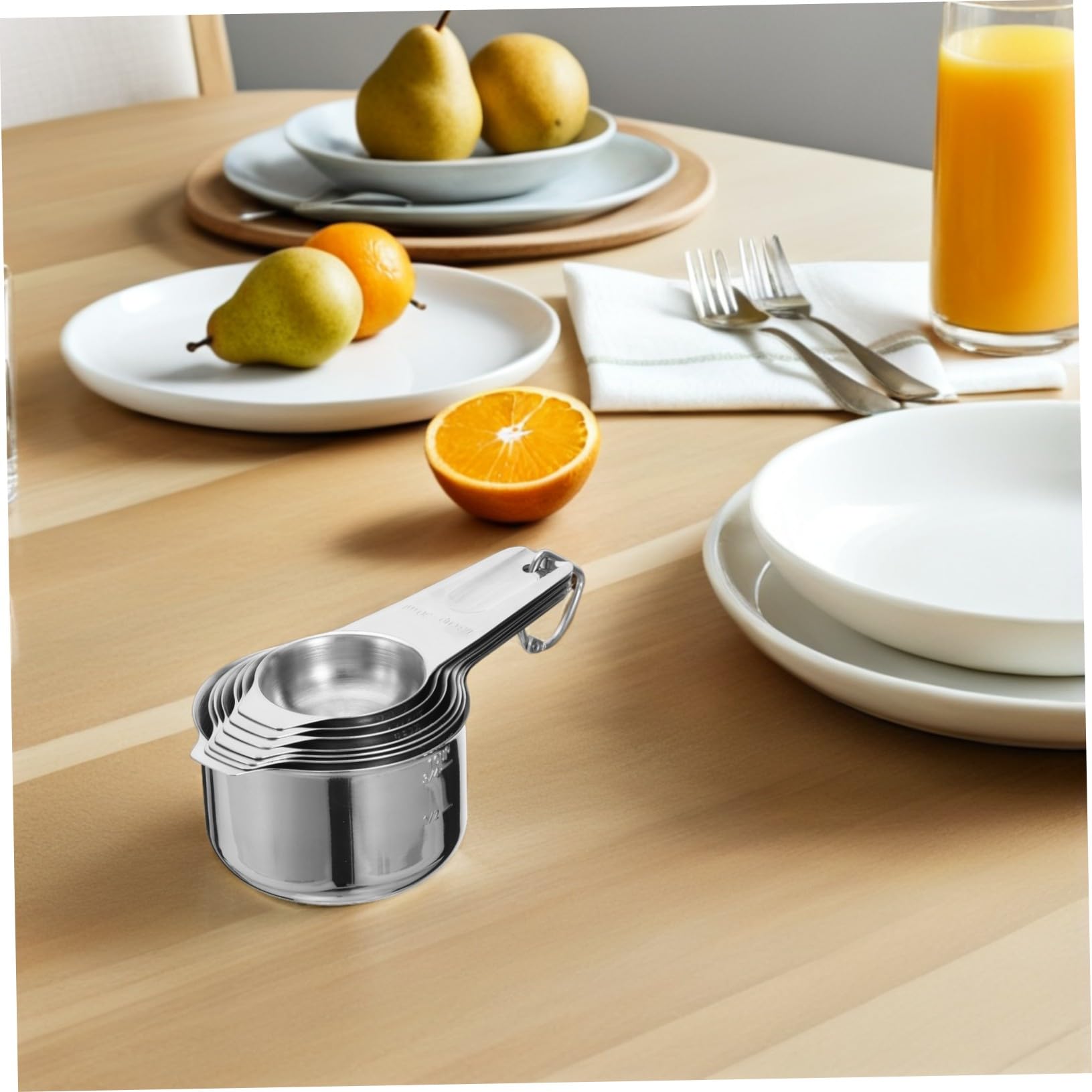 SOIMISS 2sätze Messbecher und Messlöffel Set aus Edelstahl für Flüssige und Trockene Zutaten mit Stapelbarem Design und Ergonomischen Griffs Enthält Verschiedene für Genaues Abmessen Beim