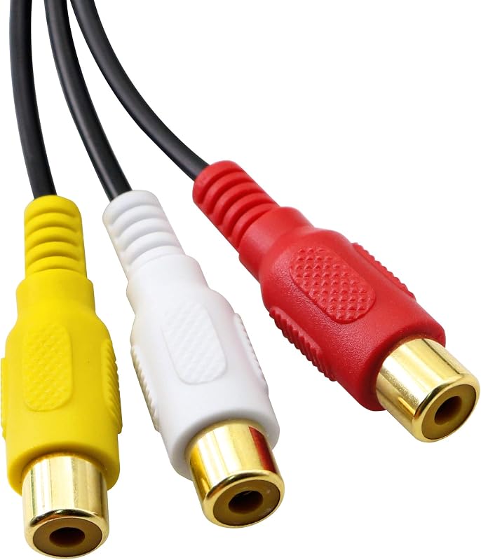 GINTOOYUN Audió-Videó Elosztó Kábel - 3 RCA Dugó 6 RCA Aljzatra - 3m Aranyozott Kompozit AV Hosszabbító TV, DVD, Set-Top Box Készülékekhez