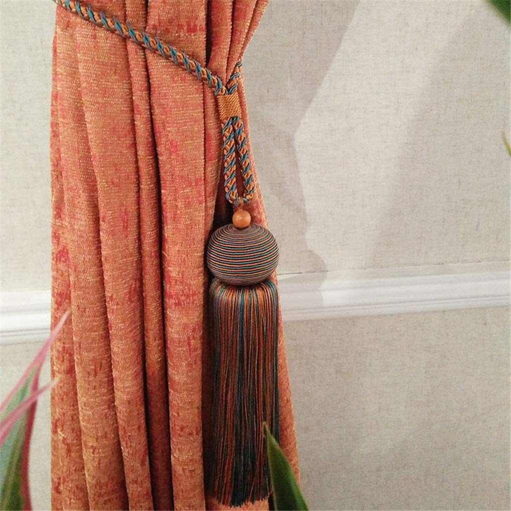 Paquet de 2 Attaches de Rideau à Pampilles, Cravate Suspendue, Brosse à Boucle, Sangles, Accessoires de Rideau, décoration de la Maison (Rple foncé)
