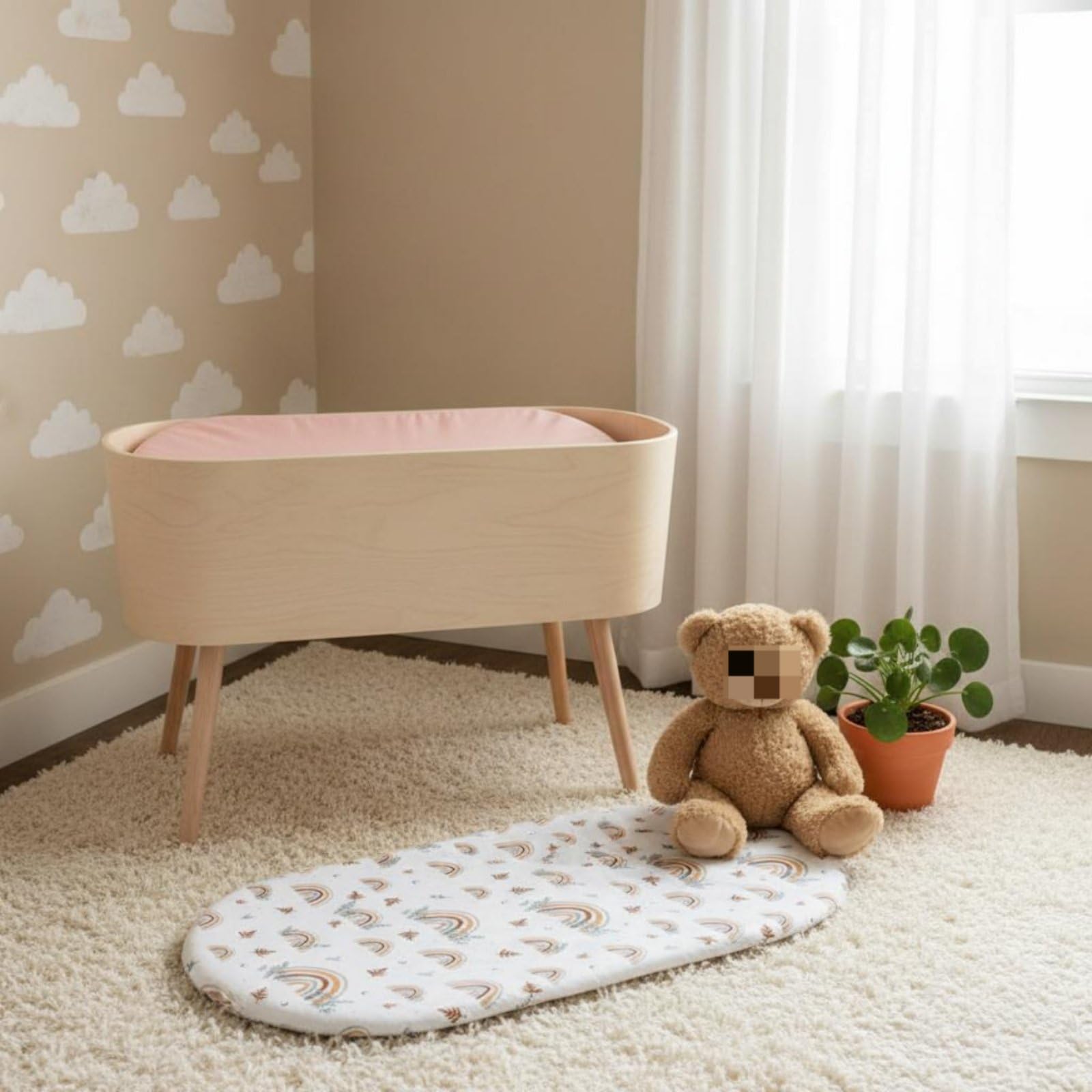 harayaa Baumwoll Wiegenbezug Kinderbetttuch Spannbettlaken Babybettlaken Saugfähig Pflegeleicht Bequem mit Elastikband Maschinenwaschbar für Neugeborene für, Orange+Kirsche, 133-71-22cm