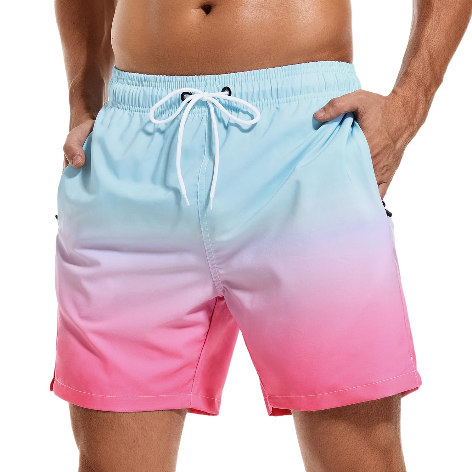 SILKWORLD Men's Swim Trunks Quick Dry Beach Shorts with Pockets